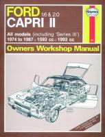 Haynes Workshop Manual: 1.6 / 2.0 Pinto